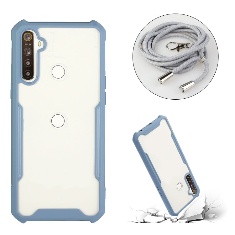 For OPPO Realme C15 / C12 / Narzo 20 Acrylic + Color TPU Shockproof Case with Neck Lanyard