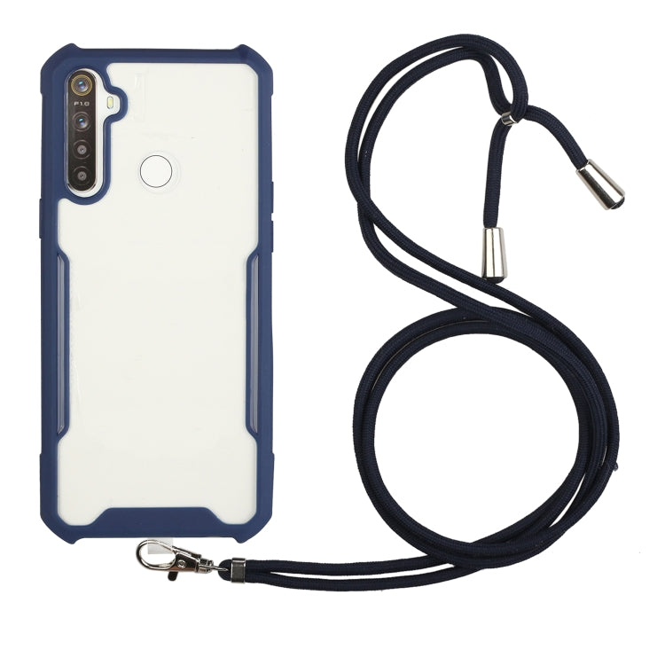 For OPPO Realme C15 / C12 / Narzo 20 Acrylic + Color TPU Shockproof Case with Neck Lanyard