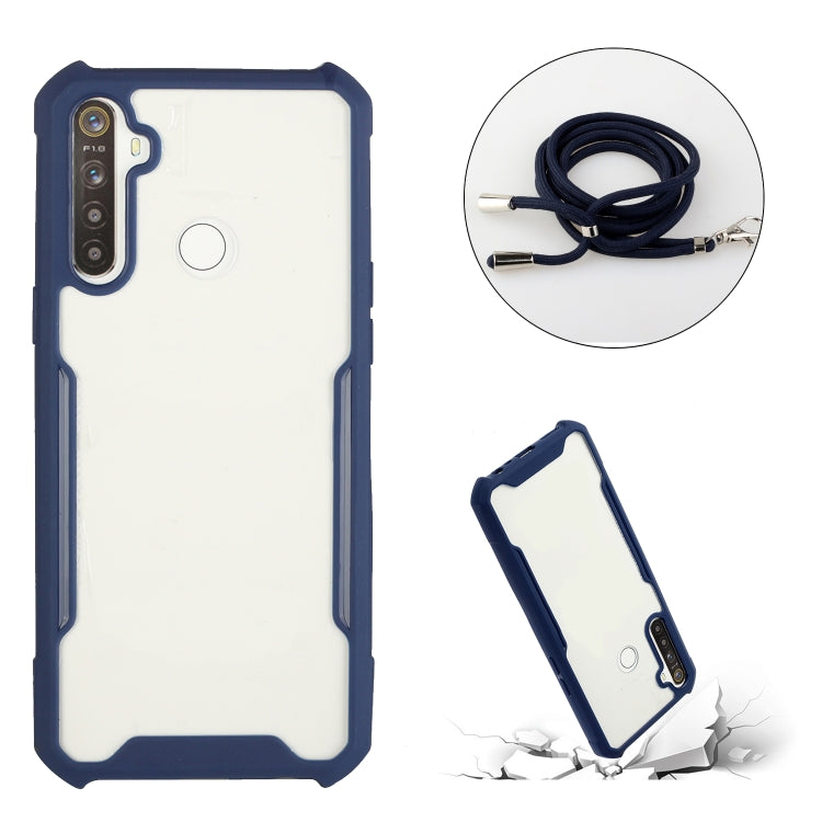 For OPPO Realme C15 / C12 / Narzo 20 Acrylic + Color TPU Shockproof Case with Neck Lanyard