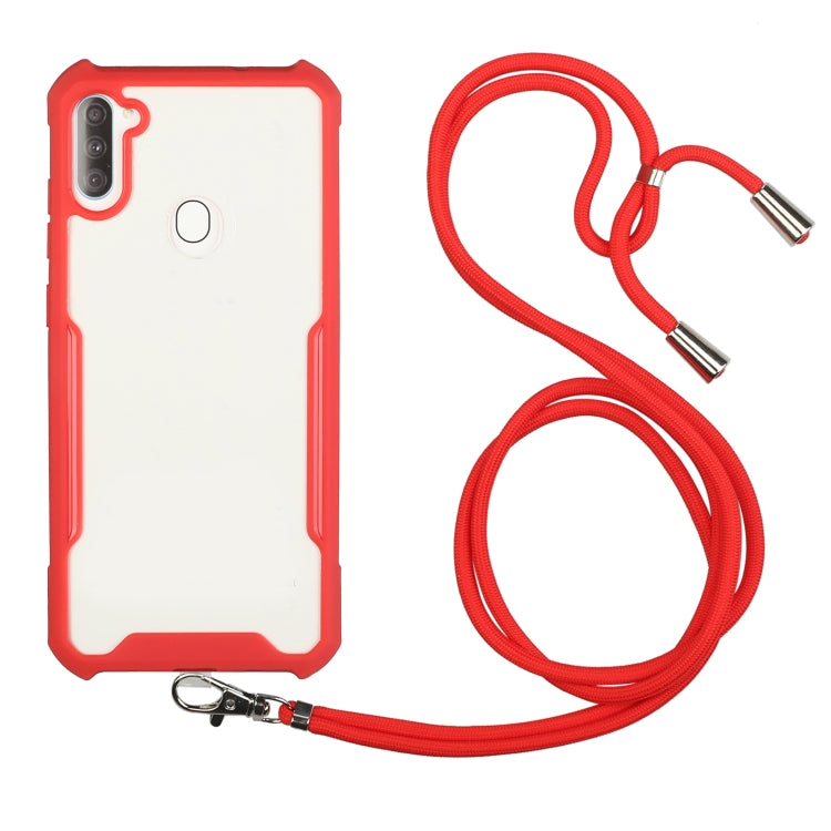 For OPPO Realme 5/5s/5i/6i/Narzo 20A/10/10A Acrylic + Color TPU Shockproof Case with Neck Lanyard