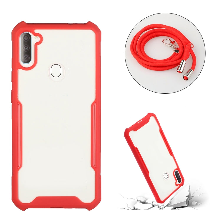 For OPPO Realme 5/5s/5i/6i/Narzo 20A/10/10A Acrylic + Color TPU Shockproof Case with Neck Lanyard