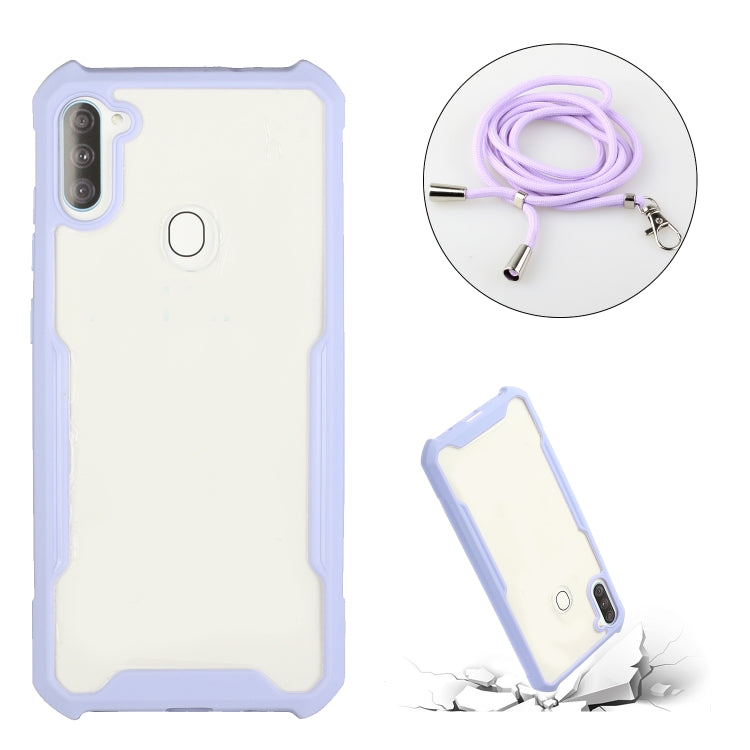 For OPPO Realme 5/5s/5i/6i/Narzo 20A/10/10A Acrylic + Color TPU Shockproof Case with Neck Lanyard