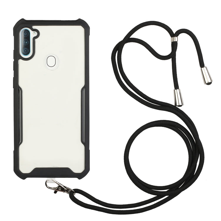 For OPPO Realme 5/5s/5i/6i/Narzo 20A/10/10A Acrylic + Color TPU Shockproof Case with Neck Lanyard