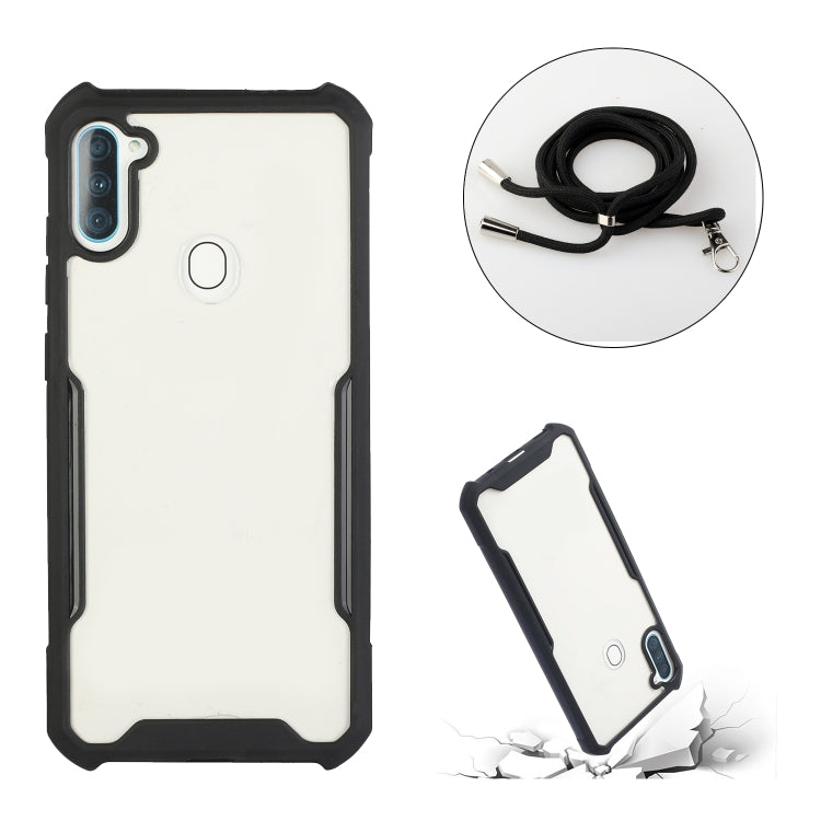 For OPPO Realme 5/5s/5i/6i/Narzo 20A/10/10A Acrylic + Color TPU Shockproof Case with Neck Lanyard