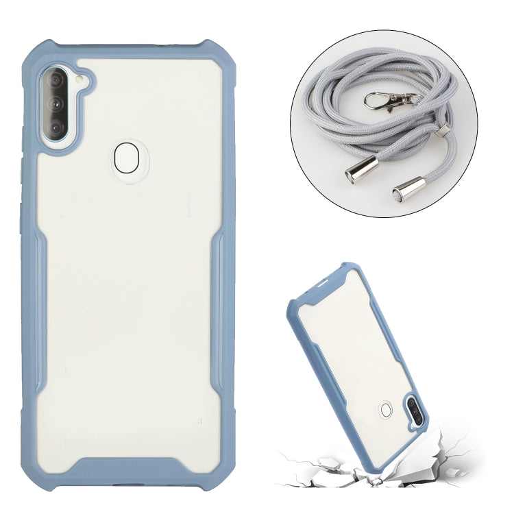 For OPPO Realme 5/5s/5i/6i/Narzo 20A/10/10A Acrylic + Color TPU Shockproof Case with Neck Lanyard