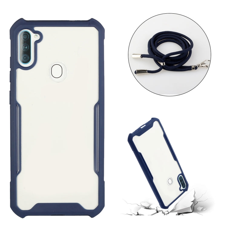 For OPPO Realme 5/5s/5i/6i/Narzo 20A/10/10A Acrylic + Color TPU Shockproof Case with Neck Lanyard