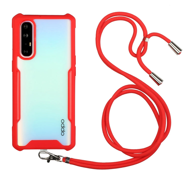 For OPPO Reno3 Pro (Foreign Version) Acrylic + Color TPU Shockproof Case with Neck Lanyard