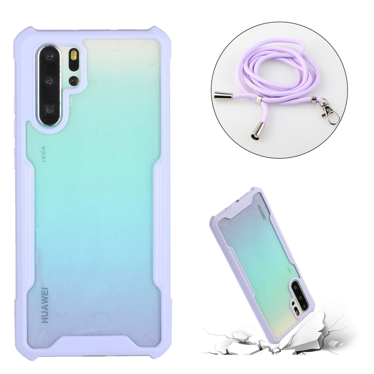 For OPPO Reno3 Pro (Foreign Version) Acrylic + Color TPU Shockproof Case with Neck Lanyard