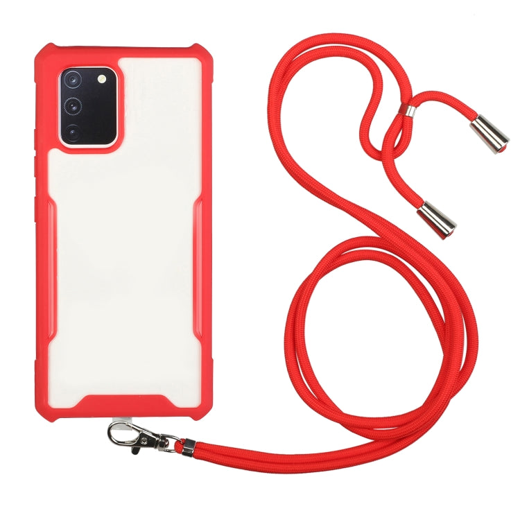For OPPO Reno4 Pro Acrylic + Color TPU Shockproof Case with Neck Lanyard