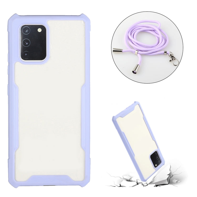 For OPPO Reno4 Pro Acrylic + Color TPU Shockproof Case with Neck Lanyard