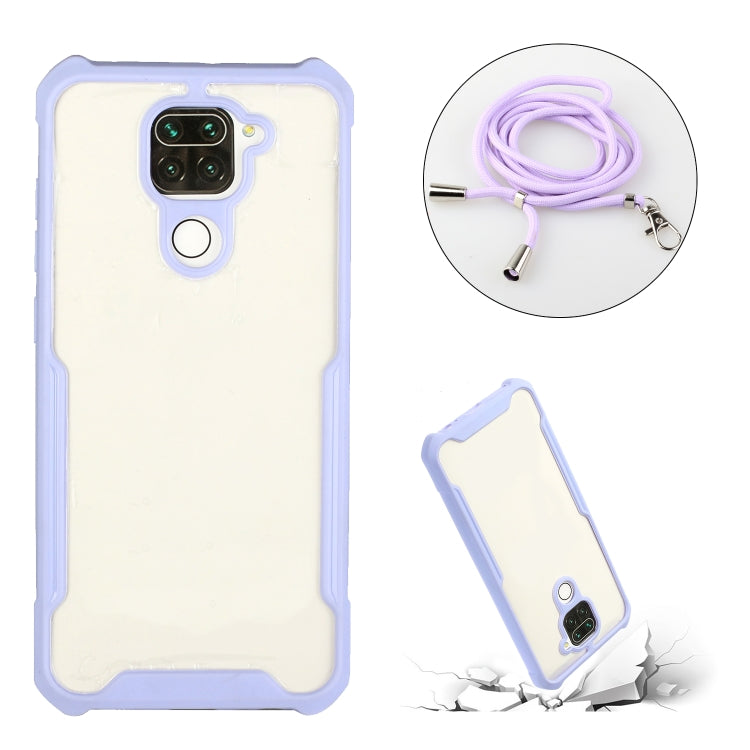 For Xiaomi Redmi Note 9 / 10X 4G Acrylic + Color TPU Shockproof Case with Neck Lanyard