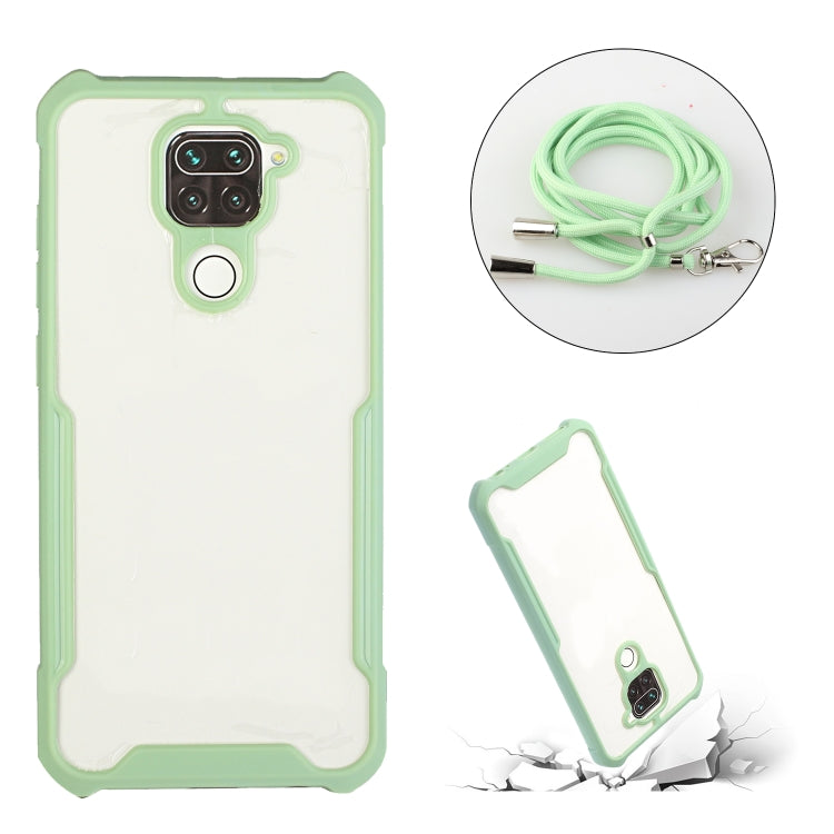 For Xiaomi Redmi Note 9 / 10X 4G Acrylic + Color TPU Shockproof Case with Neck Lanyard