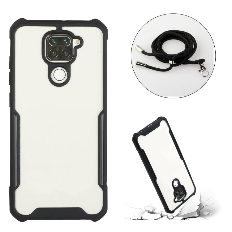 For Xiaomi Redmi Note 9 / 10X 4G Acrylic + Color TPU Shockproof Case with Neck Lanyard