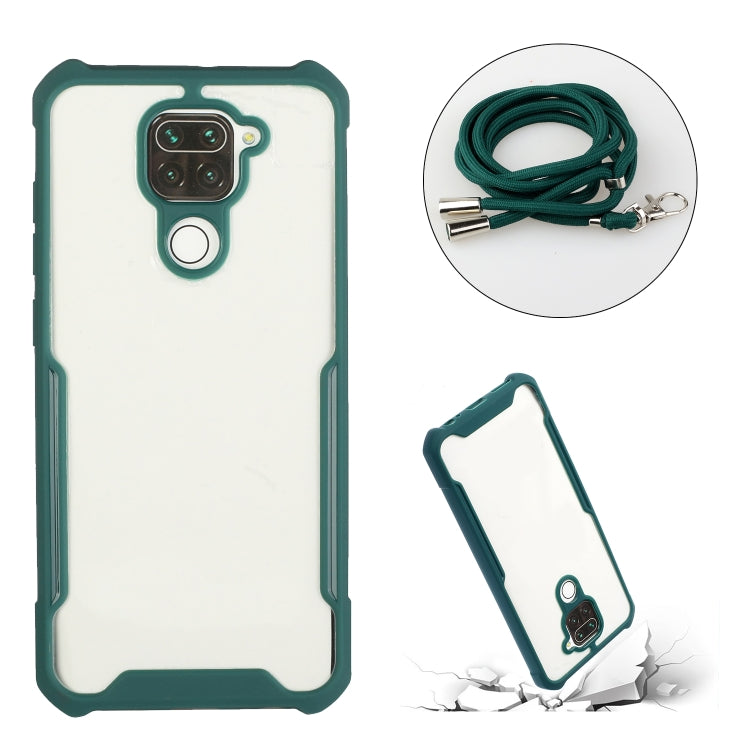 For Xiaomi Redmi Note 9 / 10X 4G Acrylic + Color TPU Shockproof Case with Neck Lanyard