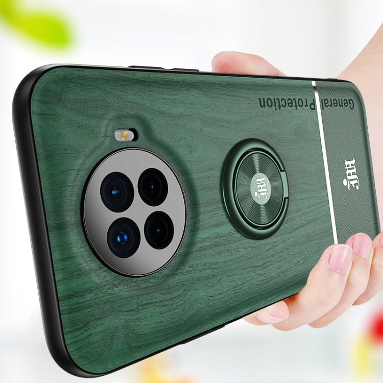 For OPPO Ace2 Wood Grain PC + TPU Shockproof Protective Case with Ring Holder