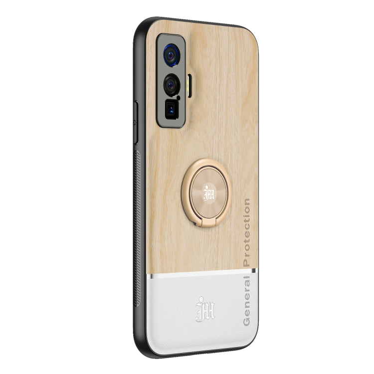 For vivo iQOO 5 Pro Wood Grain PC + TPU Shockproof Protective Case with Ring Holder