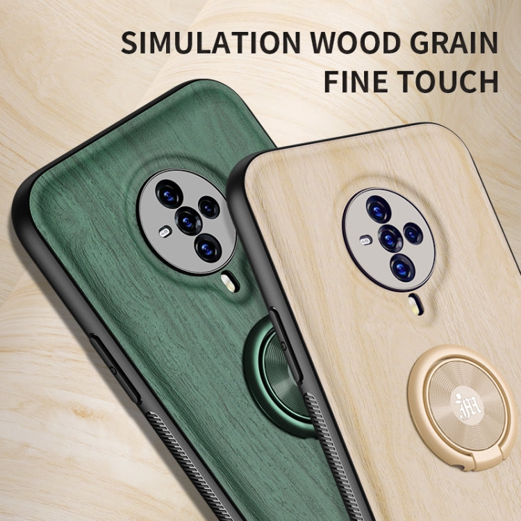 For vivo S6 Wood Grain PC + TPU Shockproof Protective Case with Ring Holder