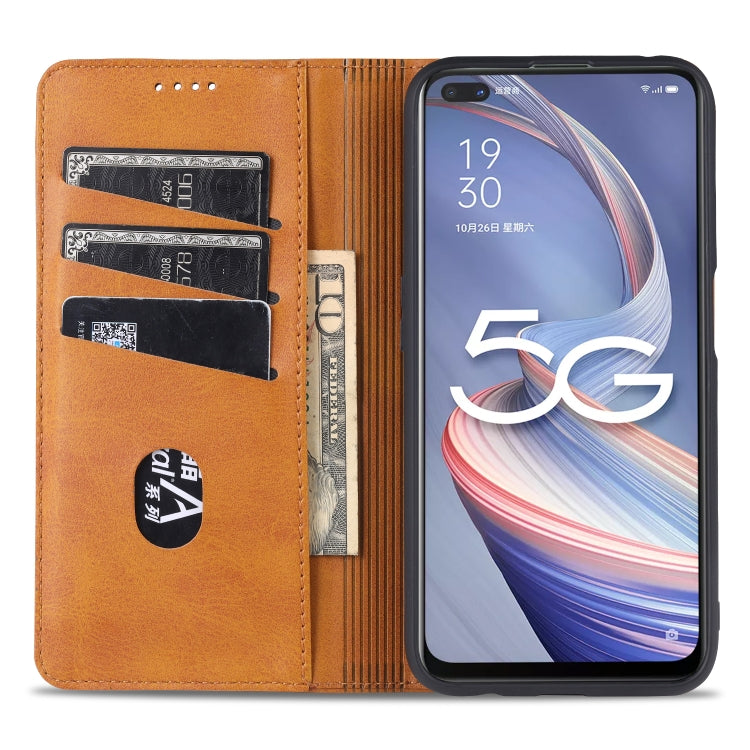 For Oppo A92s AZNS Magnetic Calf Texture Horizontal Flip Leather Case with Card Slots & Holder & Wallet