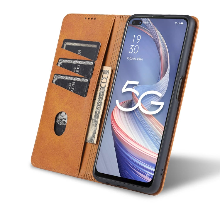 For Oppo A92s AZNS Magnetic Calf Texture Horizontal Flip Leather Case with Card Slots & Holder & Wallet