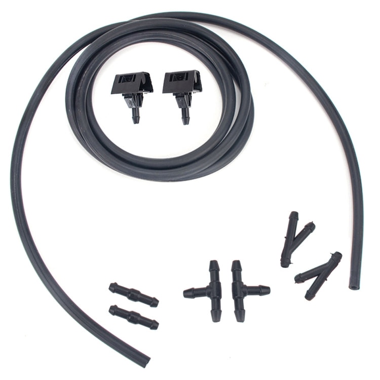 2 PCS Car Front Windshield Washer Wiper Jet Water Spray Nozzle + Hose Connector Set 28932-JD000 for Nissan Qashqai / Qashqai +2 J10 / Dualis / Dualis +2 2007-2013