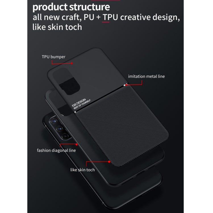 For OPPO Realme 7 Pro Classic Tilt Strip Grain Magnetic Shockproof PC + TPU Case