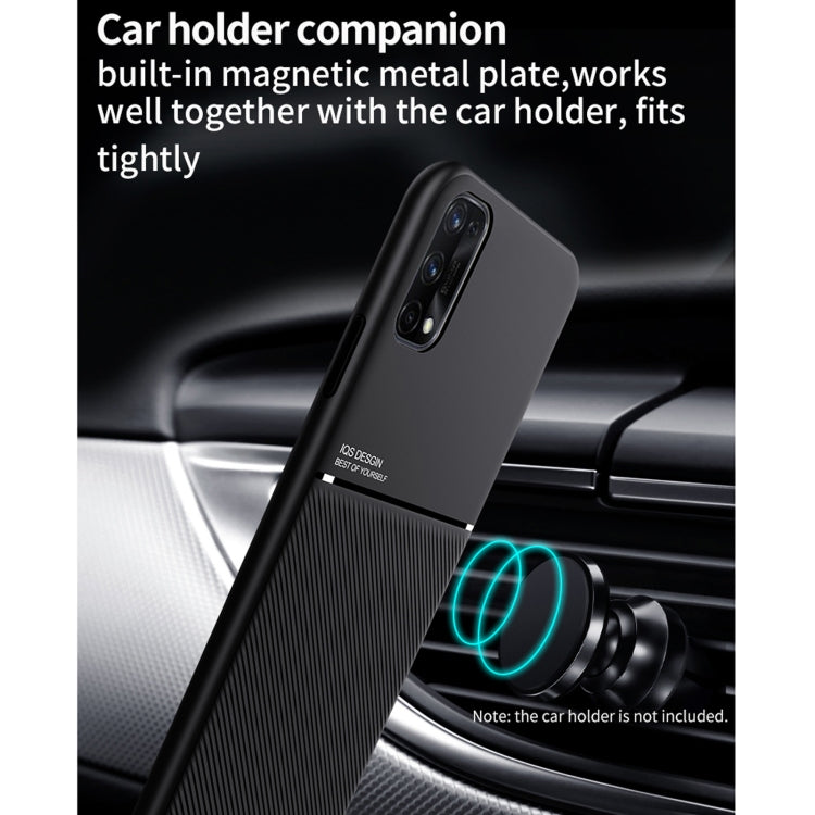 For OPPO Realme 7 5G Classic Tilt Strip Grain Magnetic Shockproof PC + TPU Case