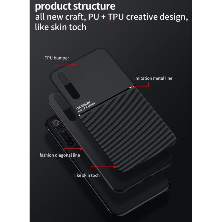 For OPPO Realme 6 Classic Tilt Strip Grain Magnetic Shockproof PC + TPU Case