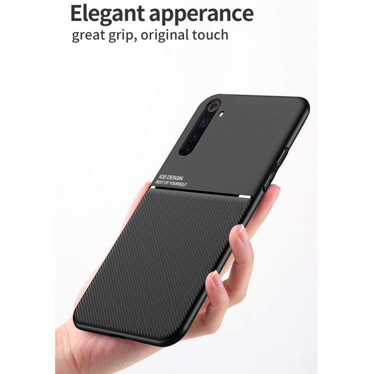 For OPPO Realme 6 Classic Tilt Strip Grain Magnetic Shockproof PC + TPU Case