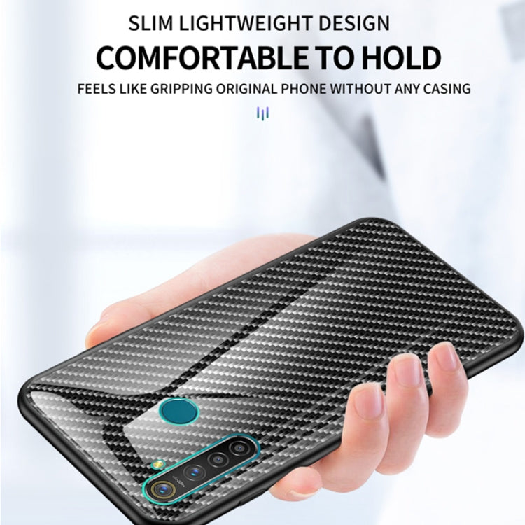 For OPPO Realme 5 Pro Carbon Fiber Gradient Color Glass Case