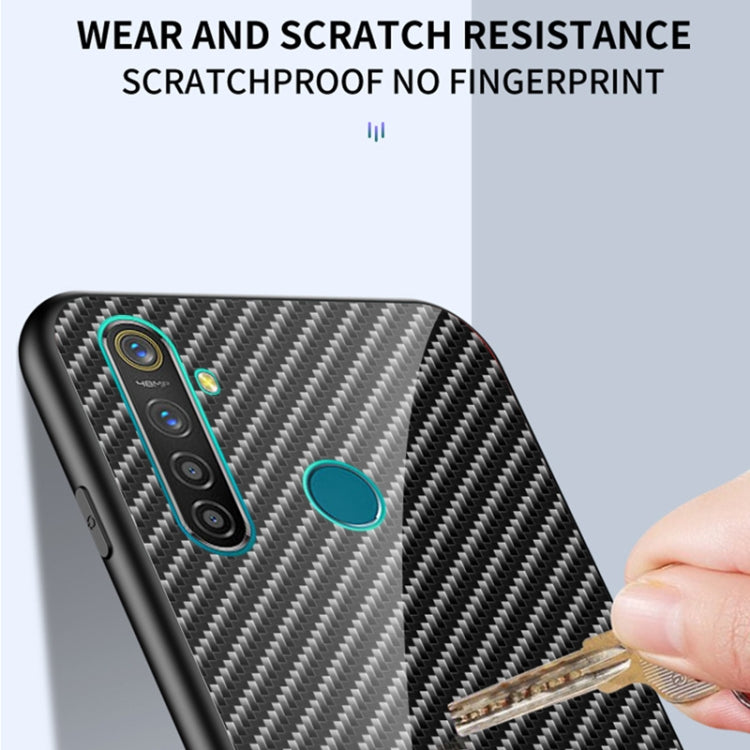 For OPPO Realme 5 Pro Carbon Fiber Gradient Color Glass Case