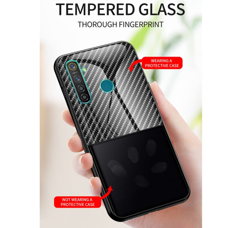 For OPPO Realme 5 Pro Carbon Fiber Gradient Color Glass Case