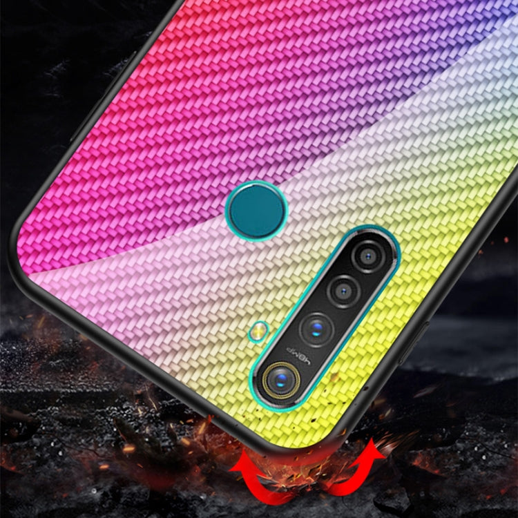 For OPPO Realme 5 Pro Carbon Fiber Gradient Color Glass Case
