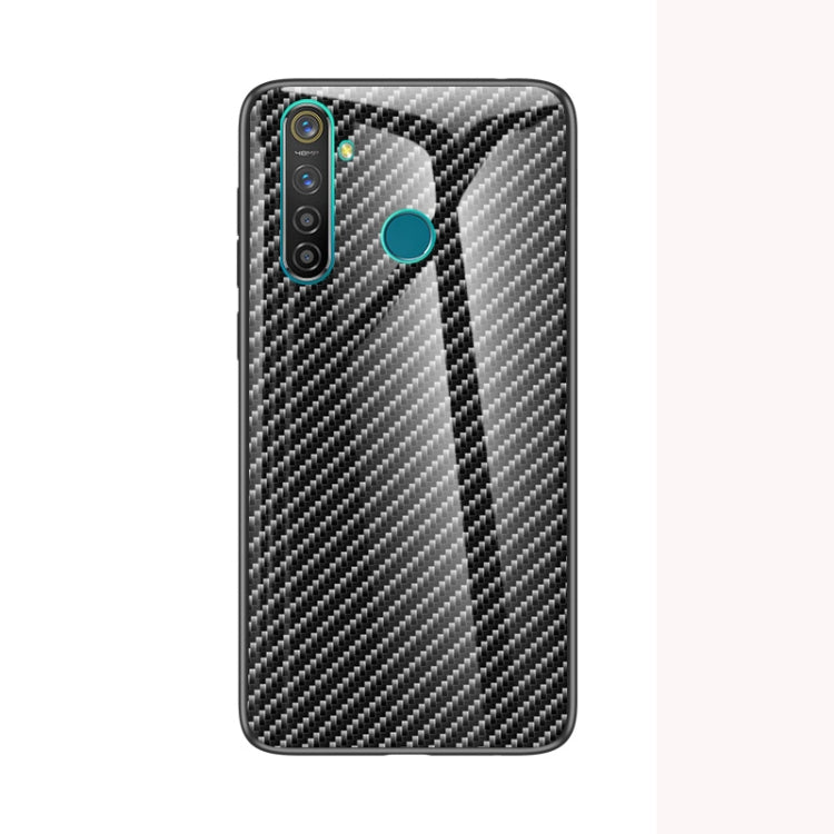 For OPPO Realme 5 Carbon Fiber Gradient Color Glass Case