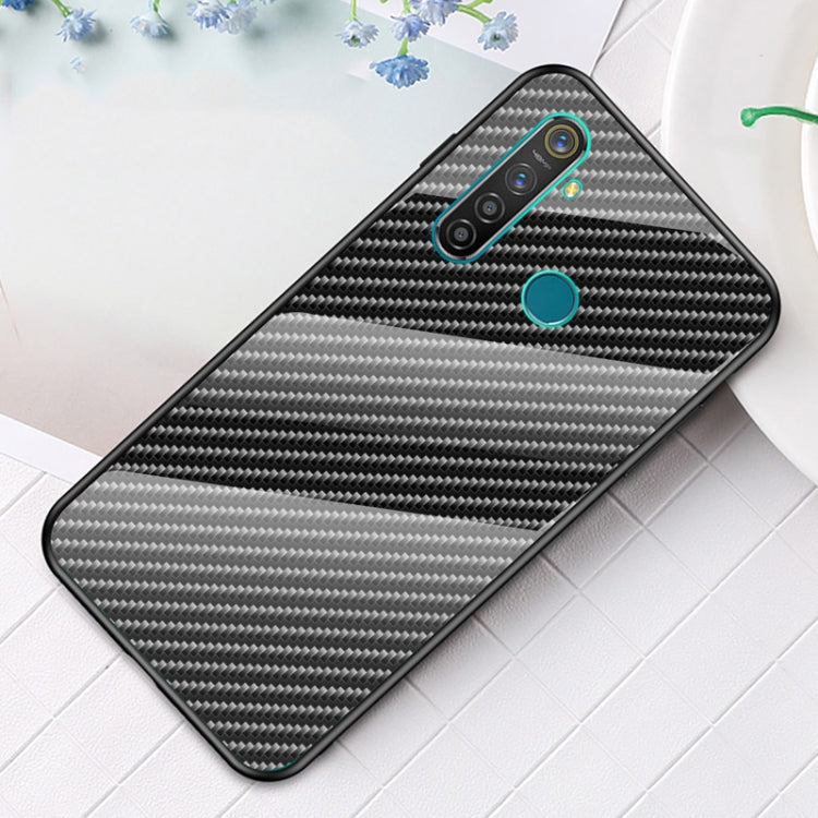 For OPPO Realme 5 Carbon Fiber Gradient Color Glass Case