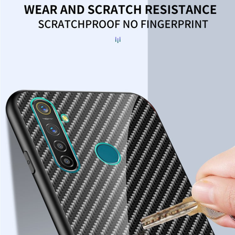 For OPPO Realme 5 Carbon Fiber Gradient Color Glass Case