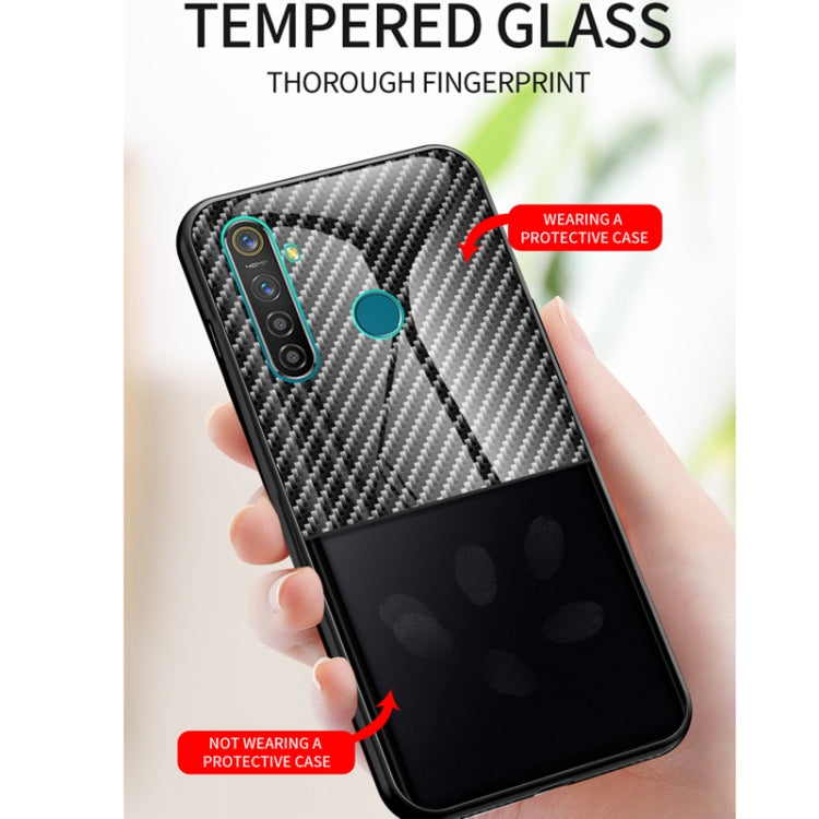 For OPPO Realme 5 Carbon Fiber Gradient Color Glass Case