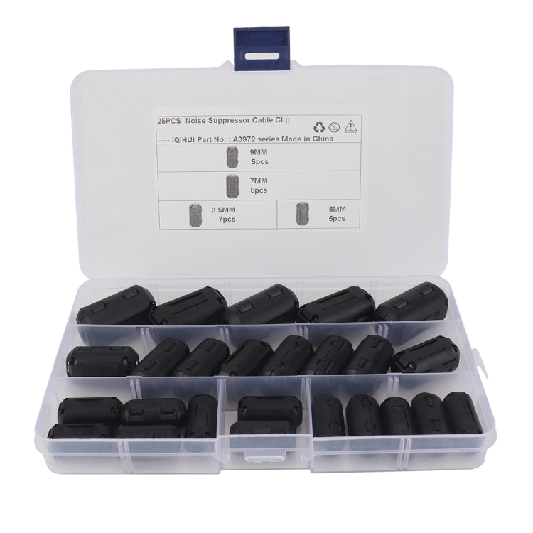 25 PCS / Pack 3.5mm/5mm/7mm/9mm Anti-interference Degaussing Ring Ferrite Ring Cable Clip Core Noise Suppressor Filter