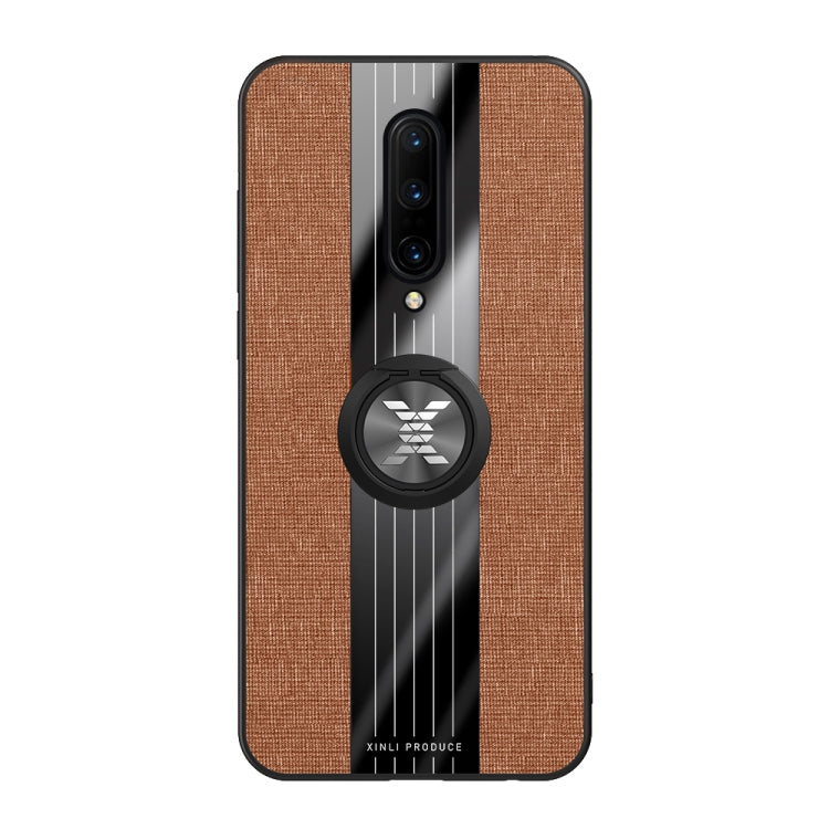 For OnePlus 7 Pro XINLI Stitching Cloth Texture Shockproof TPU Protective Case with Ring Holder