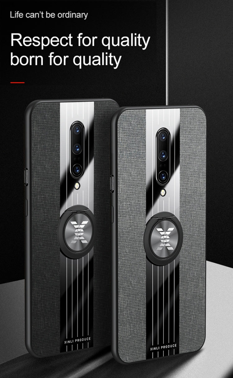 For OnePlus 7 Pro XINLI Stitching Cloth Texture Shockproof TPU Protective Case with Ring Holder