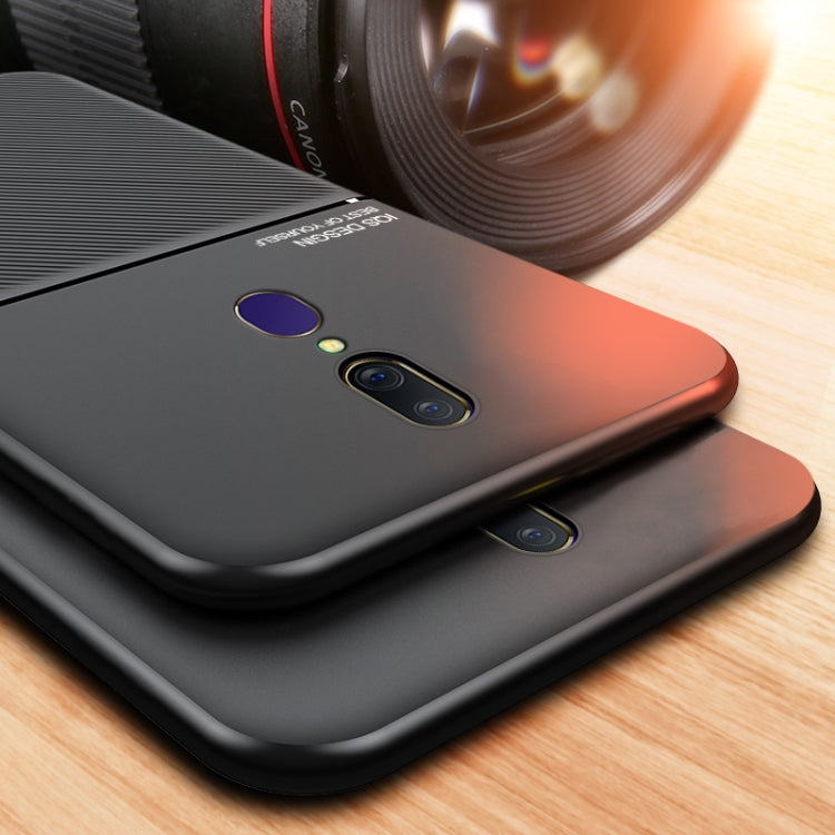 For OPPO A9 & A9x Classic Tilt Strip Grain Magnetic Shockproof PC + TPU Case