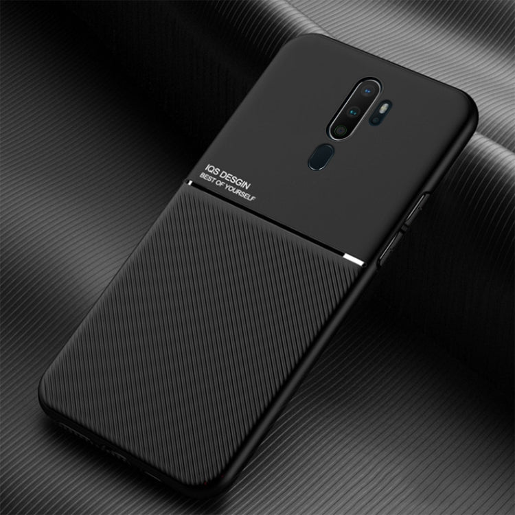 For OPPO A11x Classic Tilt Strip Grain Magnetic Shockproof PC + TPU Case