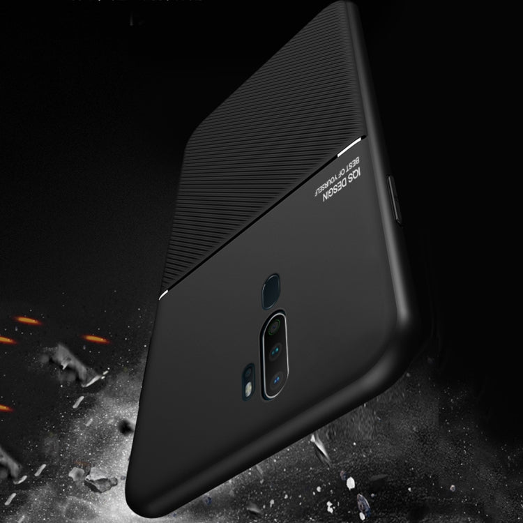 For OPPO A11x Classic Tilt Strip Grain Magnetic Shockproof PC + TPU Case