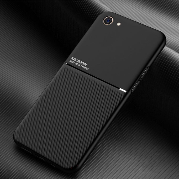 For OPPO A83 Classic Tilt Strip Grain Magnetic Shockproof PC + TPU Case