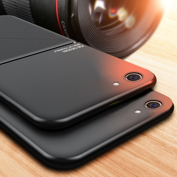For OPPO A83 Classic Tilt Strip Grain Magnetic Shockproof PC + TPU Case