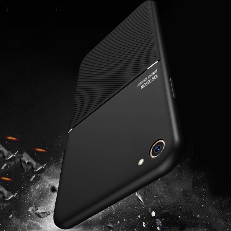 For OPPO A83 Classic Tilt Strip Grain Magnetic Shockproof PC + TPU Case