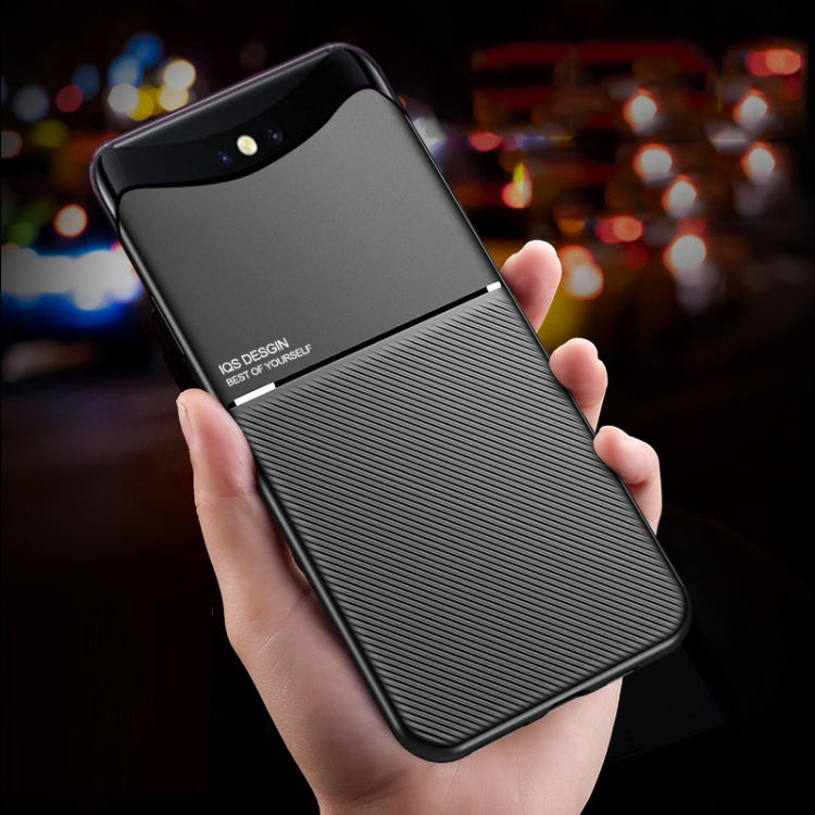 For OPPO Find X Classic Tilt Strip Grain Magnetic Shockproof PC + TPU Case