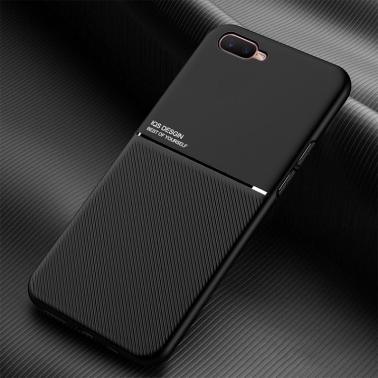 For OPPO K1 Classic Tilt Strip Grain Magnetic Shockproof PC + TPU Case