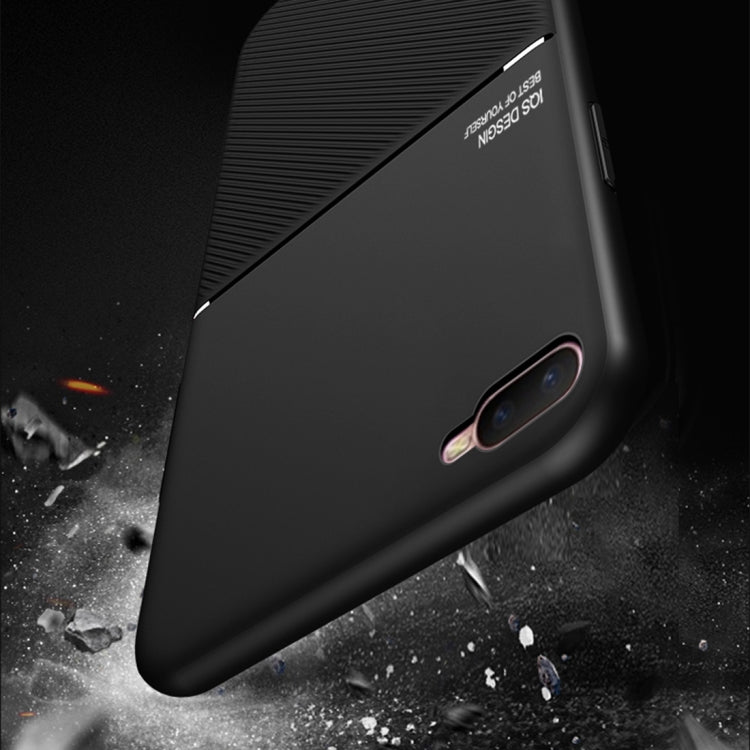 For OPPO K1 Classic Tilt Strip Grain Magnetic Shockproof PC + TPU Case