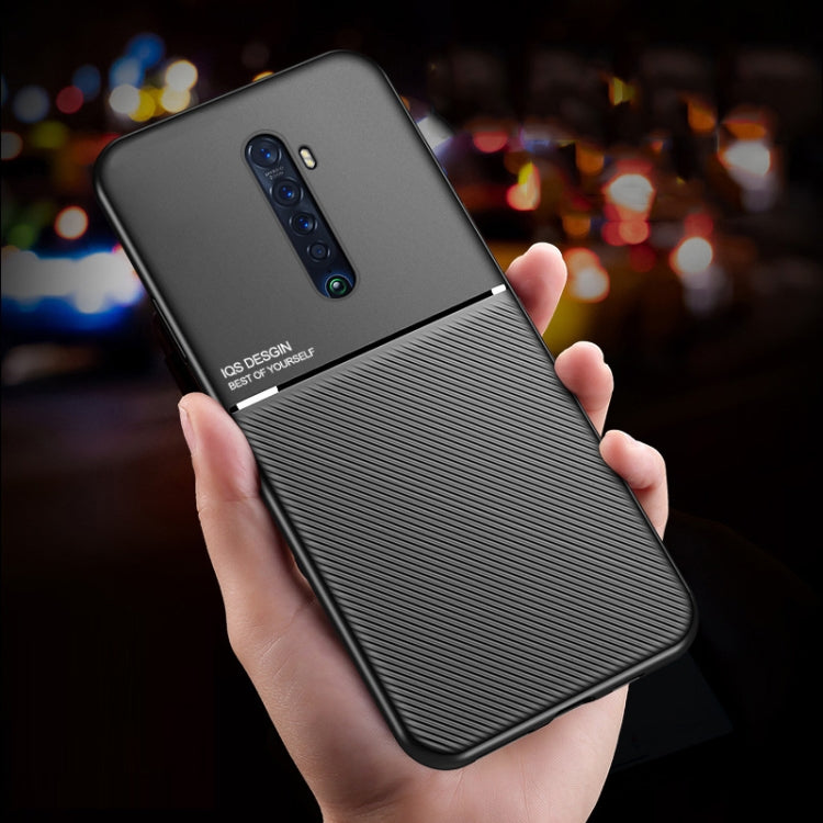 For OPPO Reno2 Classic Tilt Strip Grain Magnetic Shockproof PC + TPU Case