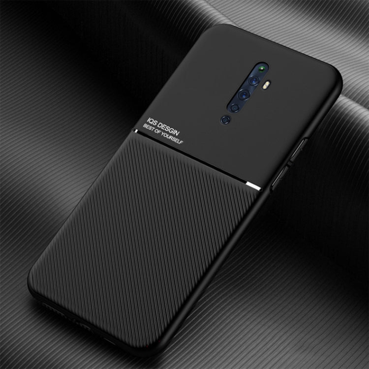 For OPPO Reno2 Z Classic Tilt Strip Grain Magnetic Shockproof PC + TPU Case
